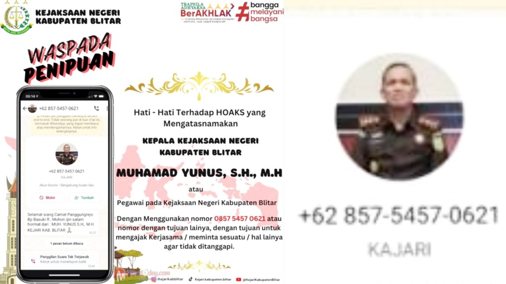 Waspada ! Akun WhatsApp Palsu Kajari Blitar Teror Pejabat dengan Modus&nbsp;Koordinasi